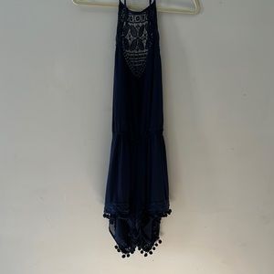 High neck navy romper